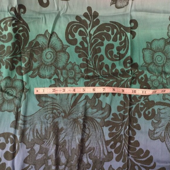 Ombre Silk Fabric w Black Floral Print 48" W X 86" L Jewel Tone Blue Teal Purple - Picture 6 of 12